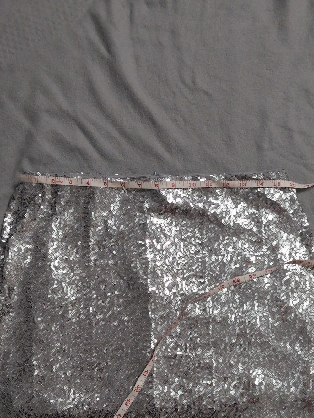 Tipsyelves Women's Skirt Silver Sequin Mini Skirt - High Shine Party Skirt - Picture 7 of 7